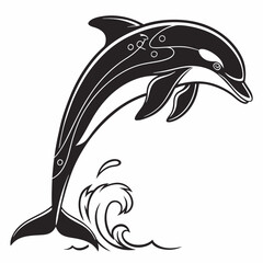 Dolphin vector silhouette black design white background