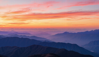Fototapeta premium Breathtaking mountain landscape at sunrise, nature's stunning beauty