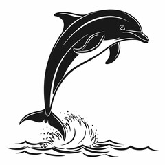 Dolphin vector silhouette black design white background