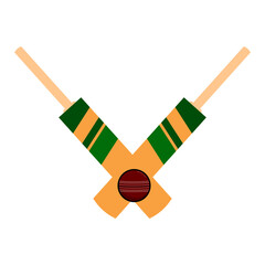 Crossed Cricket Bats with Cricket Ball – Flat Vector Design