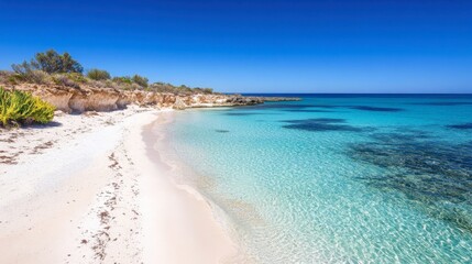Obraz premium Clear water and underwater coral visible at Turquoise Bay, Ningaloo Reef
