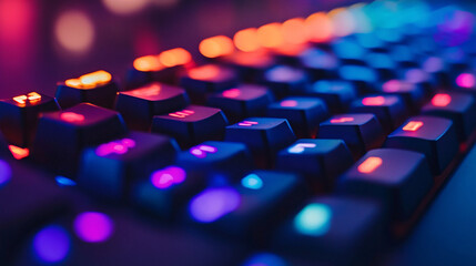 Glowing RGB WASD Keys on a Gaming Keyboard in Close-up View