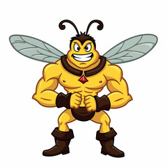 powerful muscular bee character