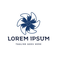 Ship propeller fan spinning underwater for maritime nautical illustration logo © AFstudio87