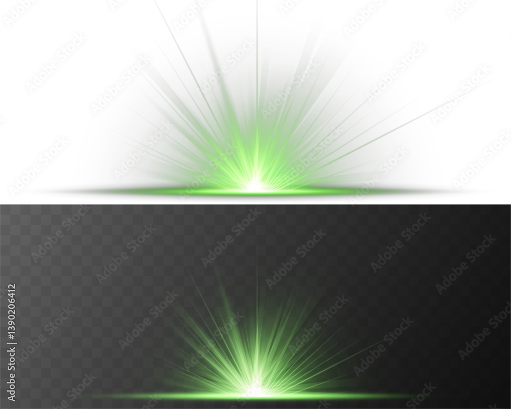 Wall mural light blast spreads rapidly with vivid glowing sharpness. transparent sun flare flickers across digi