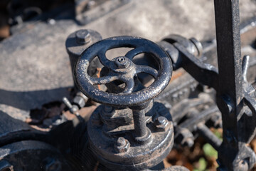 Close-Up of Vintage Industrial Valve with Metal Texture