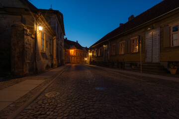 Latvia. Kuldiga. Old town in the night.