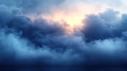 Obraz premium Dramatic sunset view from above the clouds, showcasing vibrant colors and textures.