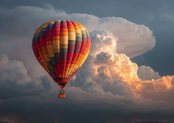 Naklejka premium hot air balloon over cloudy sky
