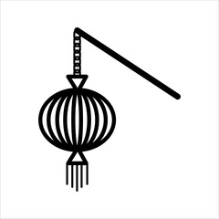 Oriental paper lantern line icon. linear style sign for mobile concept and web design. Japanese lantern outline vector icon. Symbol, logo illustration. Vector graphics