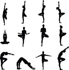 Yoga Poses Vector Pack - Tree, Warrior, Lotus & Downward Dog