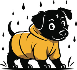 Puppy in a Raincoat vector illustration 