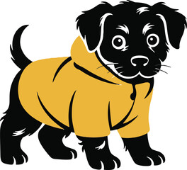 Puppy in a Raincoat vector illustration 