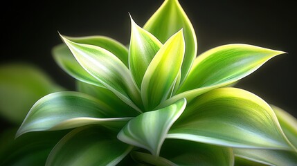 Fototapeta premium Close-up of vibrant green plant with white stripes