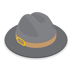 3D Isometric Flat Vector Set of Hats, headgears, Clothing Accessory. Item 4