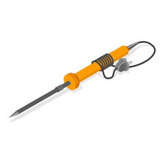 3D Isometric Flat Vector Icon of Welding Tool, Soldering Iron. Item 1