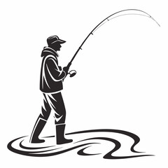 Obraz premium fisher vector silhouette black design white background