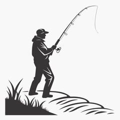 fisher vector silhouette black design white background