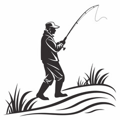 Obraz premium fisher vector silhouette black design white background