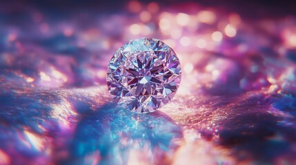 Round-cut diamond-like moissanite gem reflecting sharp brilliance under studio lighting.