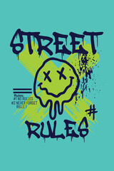 street latter and graffiti on wall