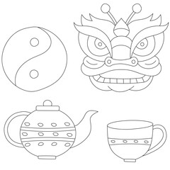 Chinese Culture Clipart Illustrations: Cartoon China Doodles