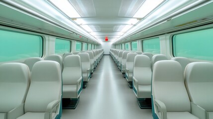 Fototapeta premium Modern train interior with sleek design and spacious seating cre