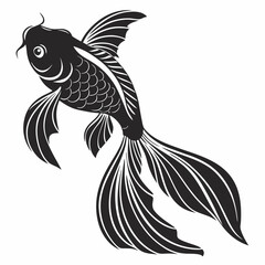 Goldfish vector silhouette black design white background