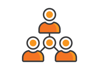 Teamwork network icon group of people connected flat vector illustration