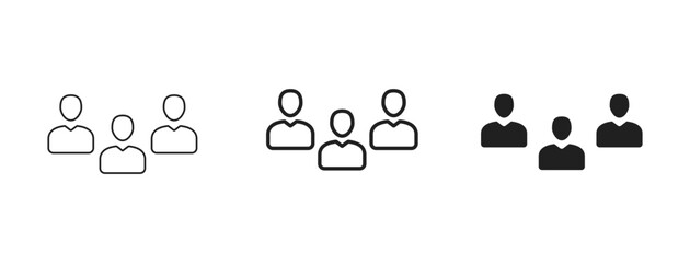 Group people icons team, users, community symbol set in flat and outline style