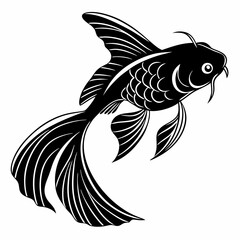 Goldfish vector silhouette black design white background