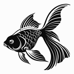 Goldfish vector silhouette black design white background