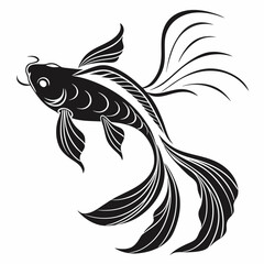 Goldfish vector silhouette black design white background