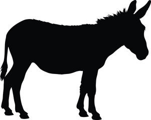donkey black silhouette vector, donkey icon clip art
