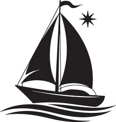 Sailboat with Waves silhouette vector illustration 