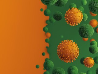 Virus-themed background with copy space, 3D render in high definition