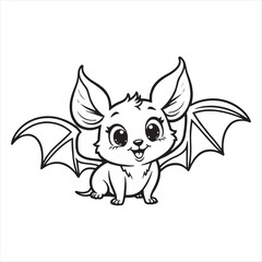 Black bat cartoon vector illustration for on transparent background