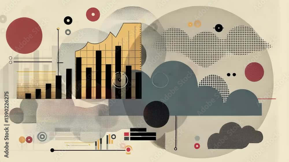 Poster business intelligence data visualization with abstract graphics generative ai