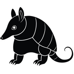 Fototapeta premium Stylized Armadillo Illustration Black And White Vector Graphic Art Design