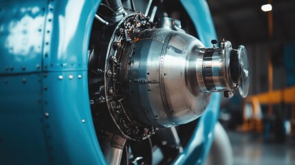 Obraz premium Vintage Airplane Engine in Hangar