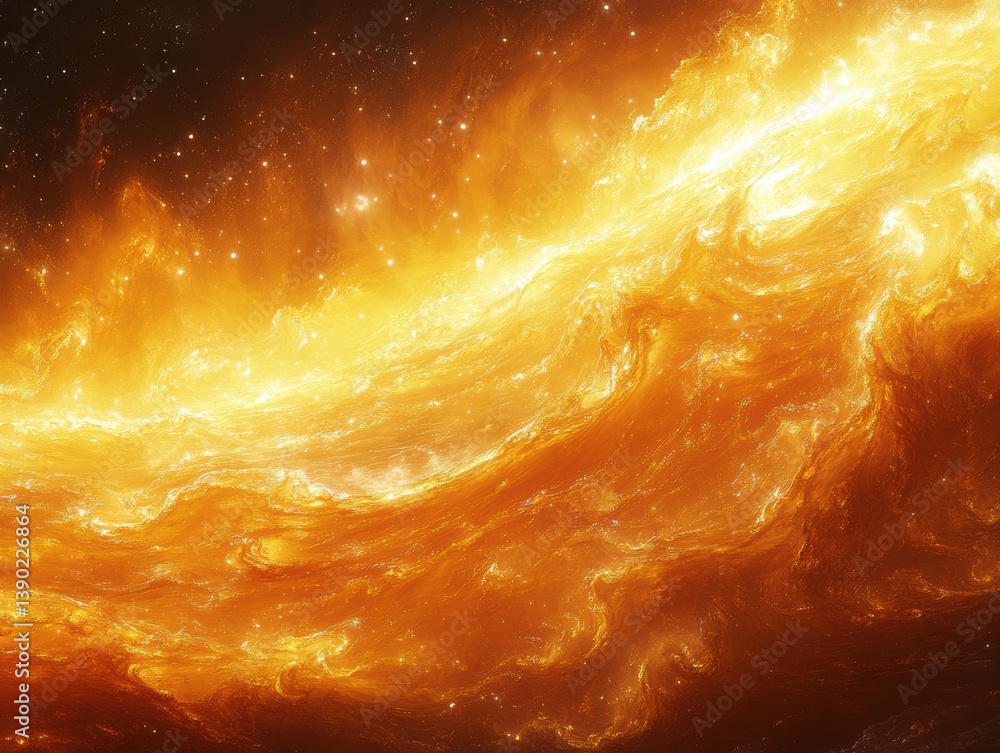 Poster A vibrant and dynamic image of a fireball in the sky