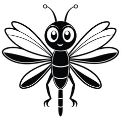 Obraz premium Cute Insect Illustration Cartoon Dragonfly With Smiling Face And Big Eyes