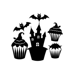  Halloween cupcake designs silhouette illustration