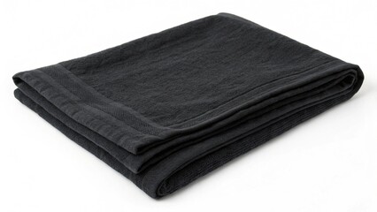 black folded kitchen cotton towel, isolated