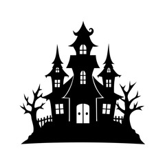Haunted house silhouette in Halloween