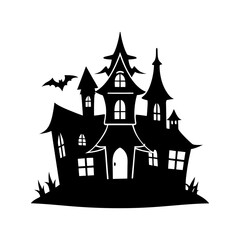 Haunted house silhouette in Halloween
