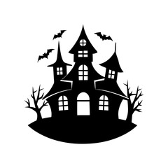 Haunted house silhouette in Halloween