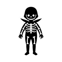 Kid in skeleton costume silhouette