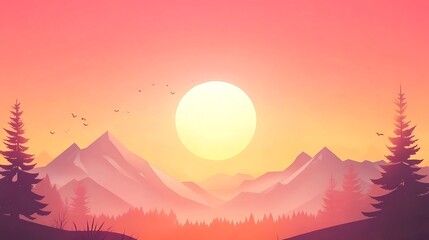 Sunset over minimalist mountain range. (2)