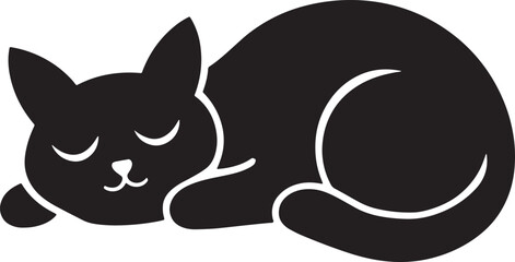 Sleepy Cat silhouette vector illustration 